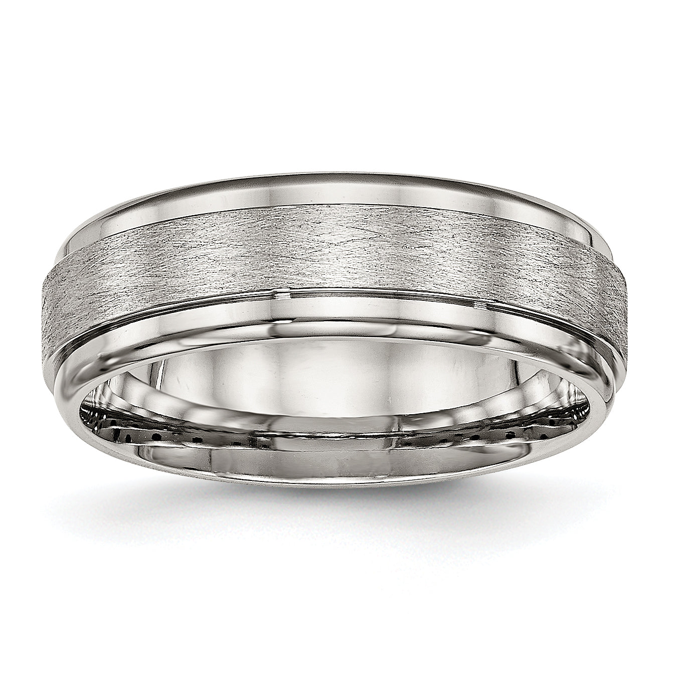 Chisel Stainless Steel Brushed and Polished 7mm Ridged Edge Band Main image