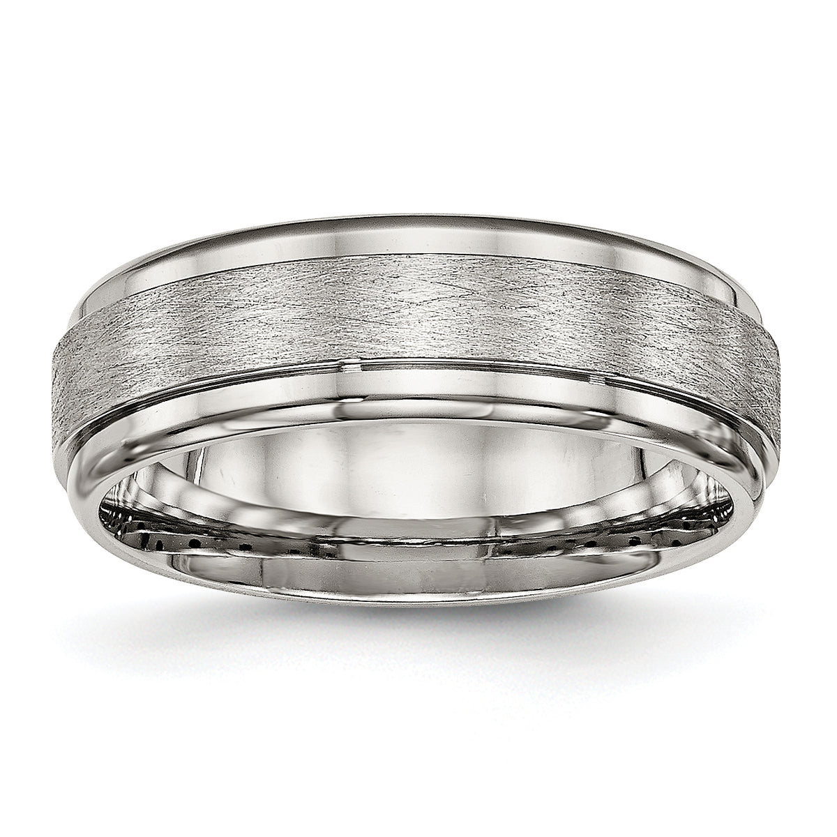 Chisel Stainless Steel Brushed and Polished 7mm Ridged Edge Band