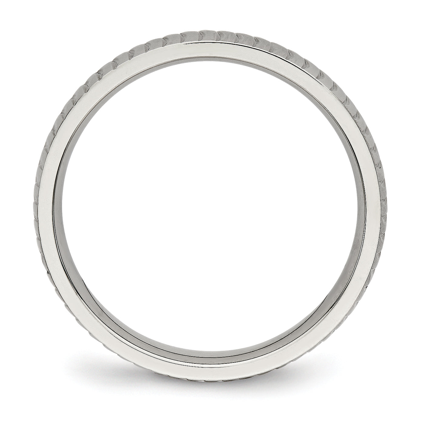 Polished & Textured Wedding Band in Stainless Steel, 4mm Secondary image