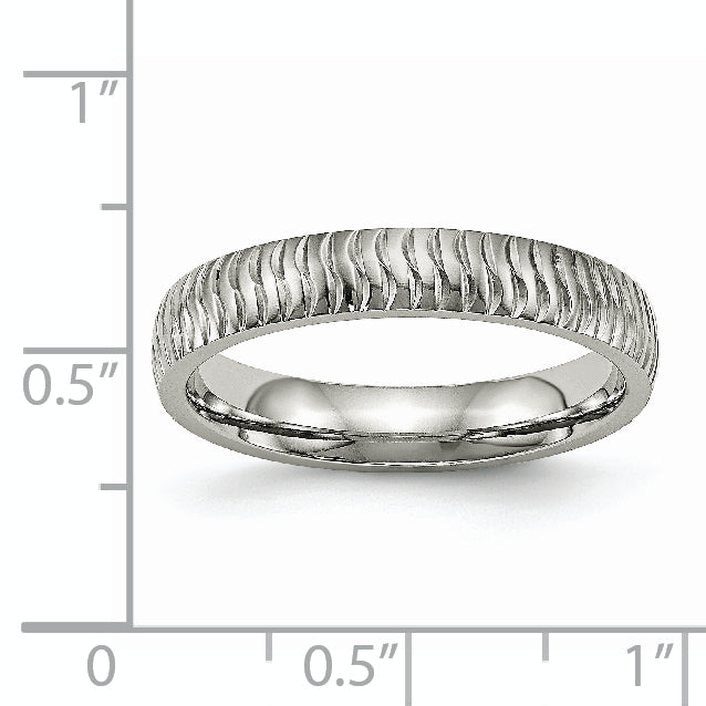 Chisel Stainless Steel Polished and Textured 4mm Band