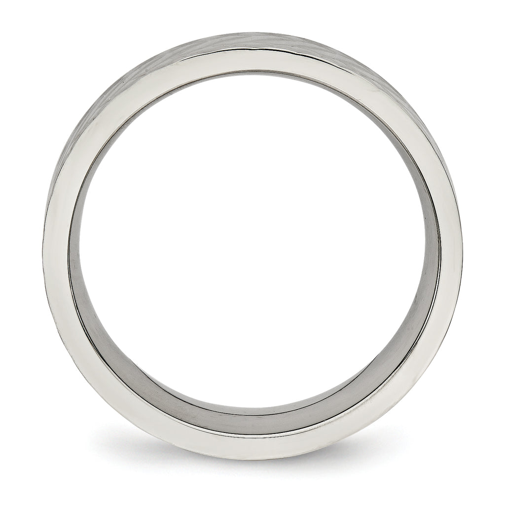 Stainless Steel Polished and Textured Criss Cross Design 6mm Band