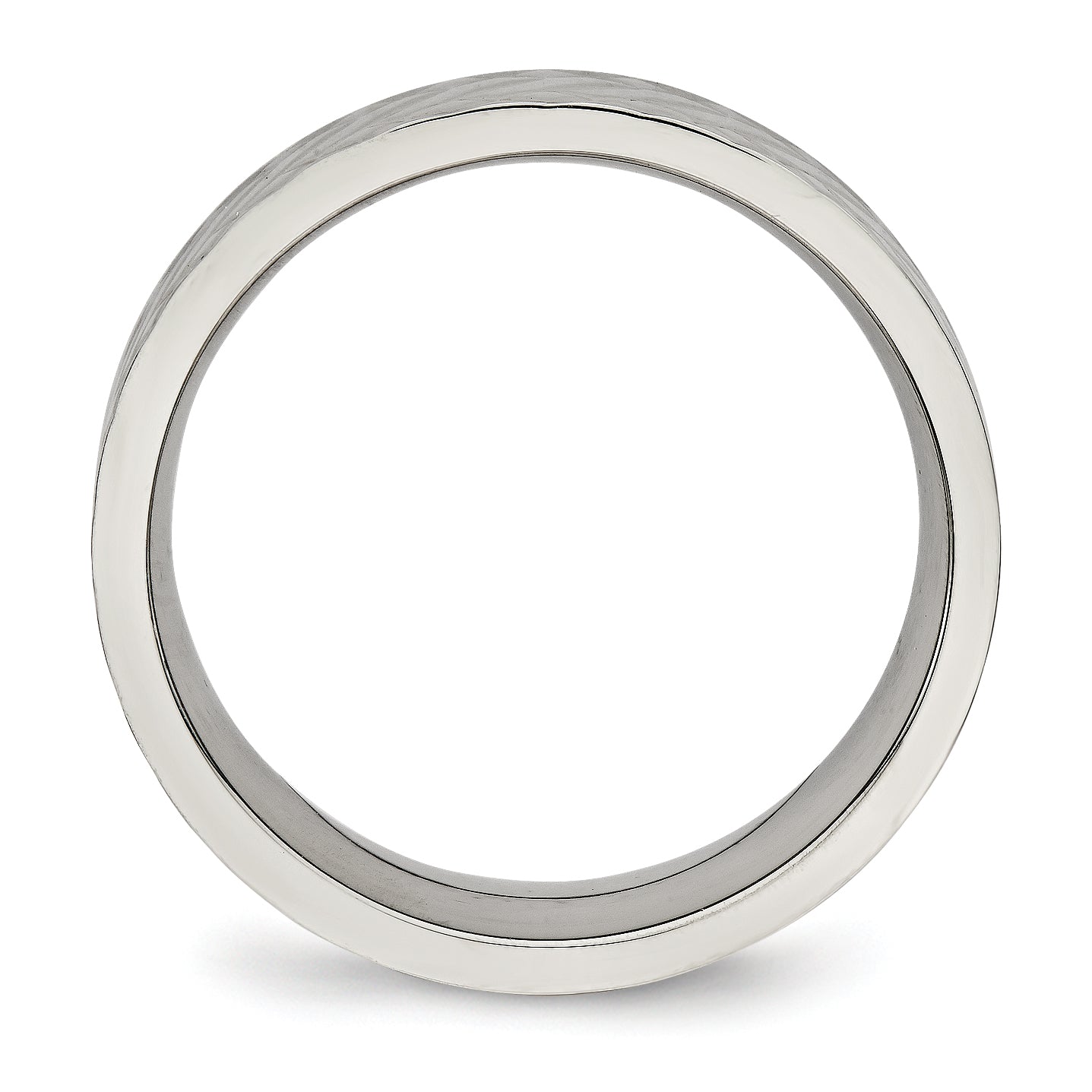 Stainless Steel Polished and Textured Criss Cross Design 6mm Band