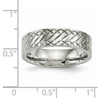 Stainless Steel Polished and Textured Criss Cross Design 6mm Band