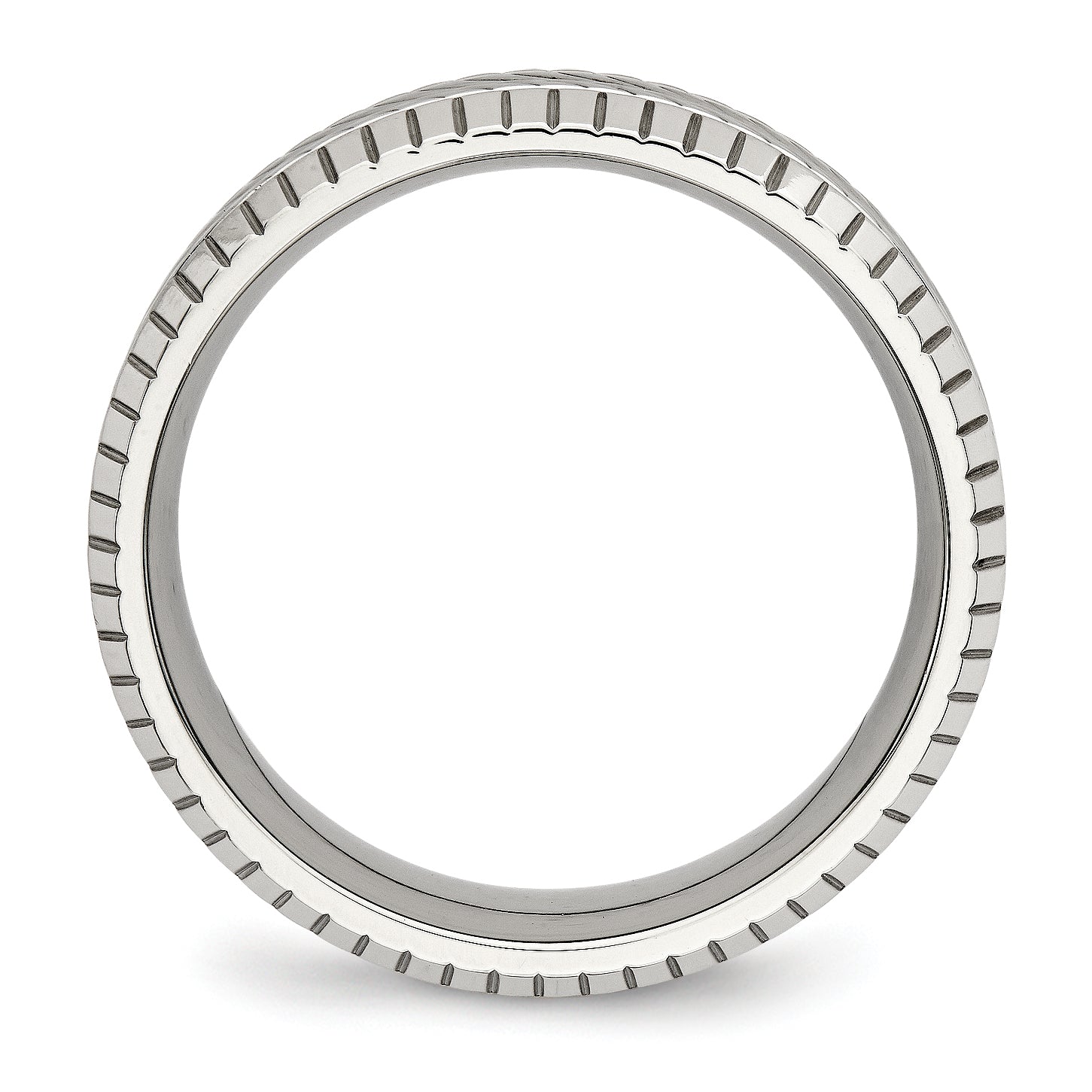 Chisel Stainless Steel Polished and Textured 7mm Grooved Band Secondary image