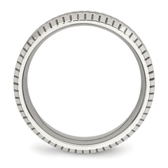 Chisel Stainless Steel Polished and Textured 7mm Grooved Band