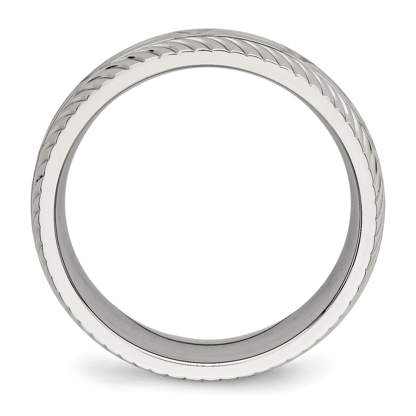 Chisel Stainless Steel Polished Diamond Cut 7mm Band Secondary image