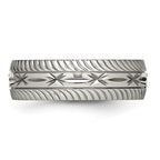 Chisel Stainless Steel Polished Diamond Cut 7mm Band