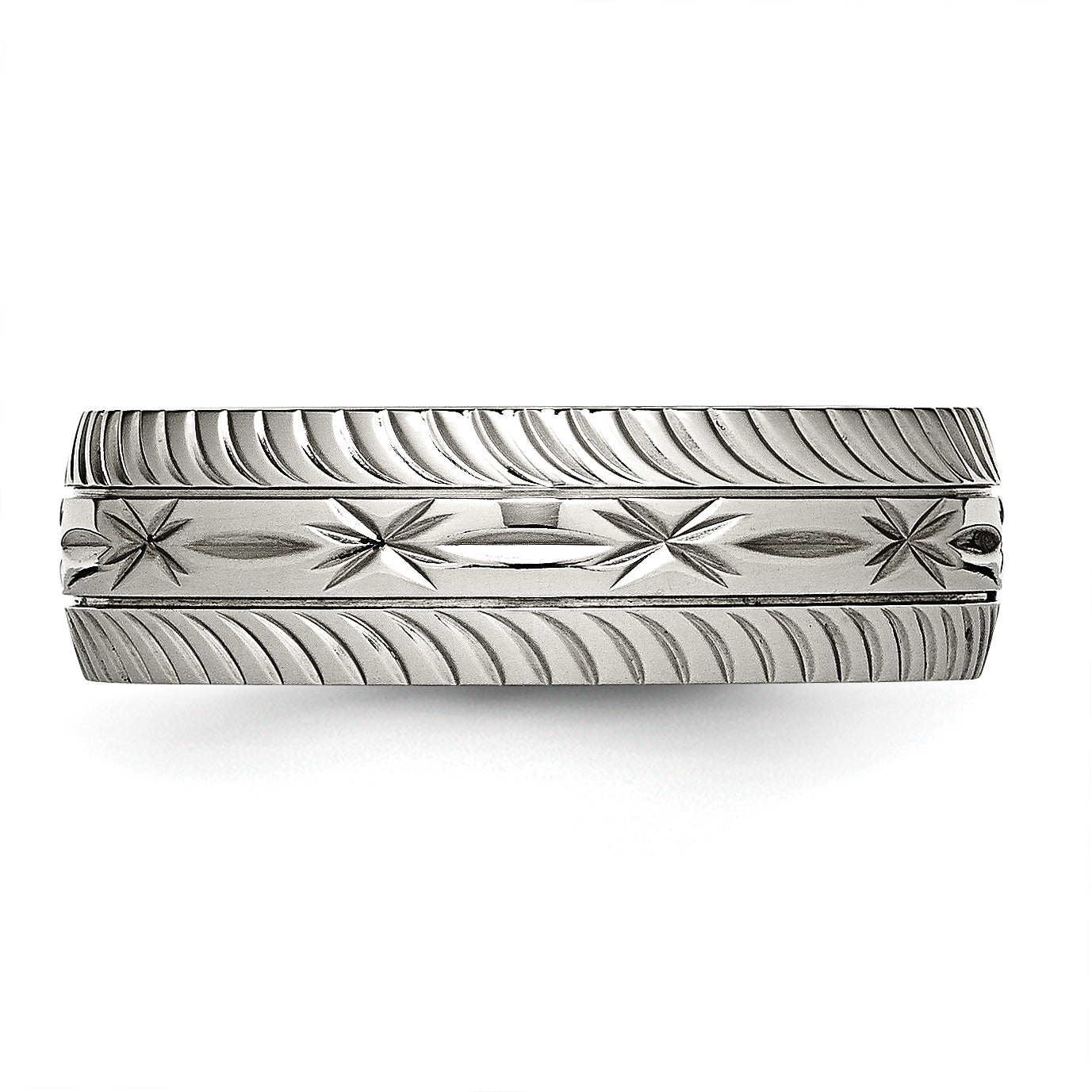 Chisel Stainless Steel Polished Diamond Cut 7mm Band