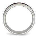 Chisel Stainless Steel Polished with Black and Red Carbon Fiber Inlay 8mm Band