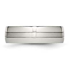 Chisel Stainless Steel Brushed and Polished 6.5mm Grooved Band