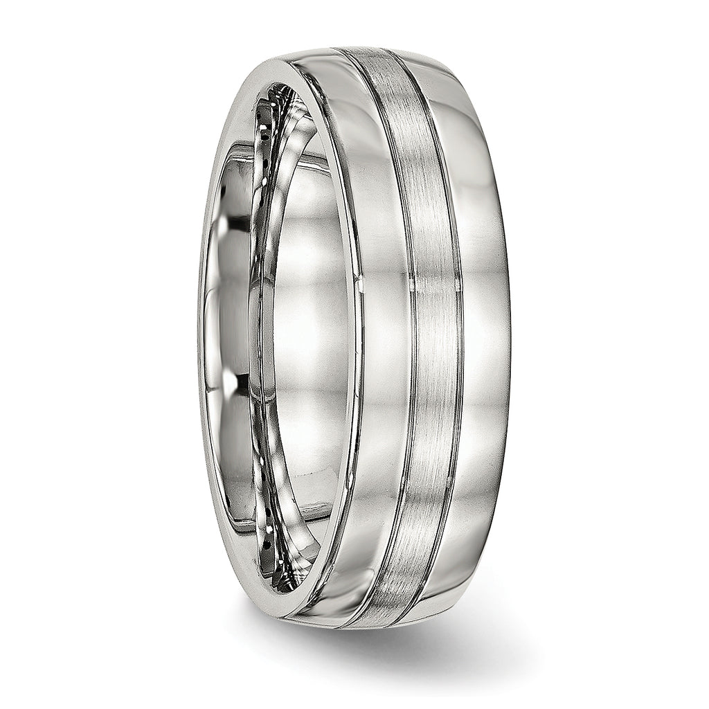 Chisel Stainless Steel Brushed and Polished 6.5mm Grooved Band