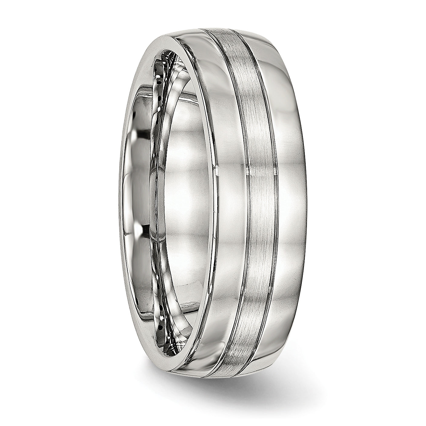 Chisel Stainless Steel Brushed and Polished 6.5mm Grooved Band