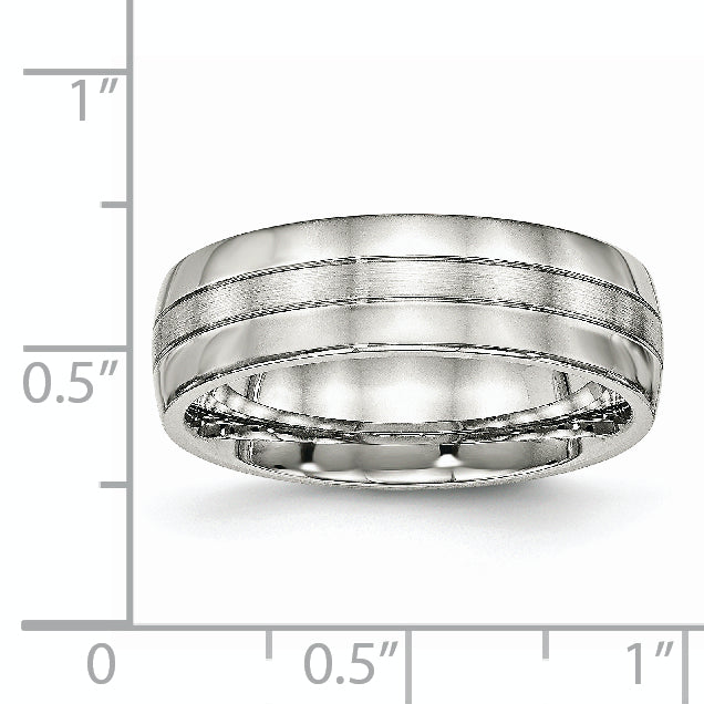 Chisel Stainless Steel Brushed and Polished 6.5mm Grooved Band