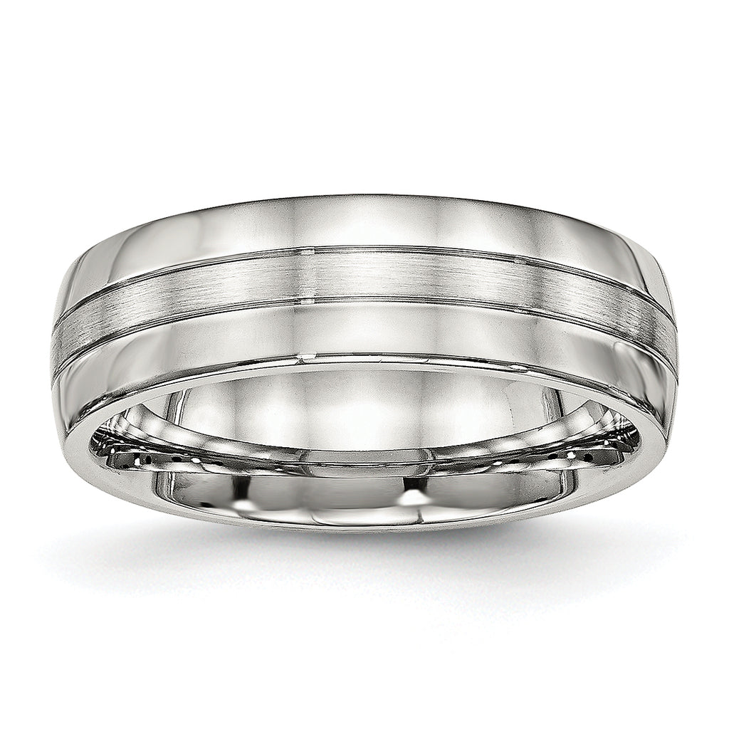 Chisel Stainless Steel Brushed and Polished 6.5mm Grooved Band