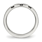 Chisel Stainless Steel Polished 3 Stone Black CZ 2.5mm Flat Band