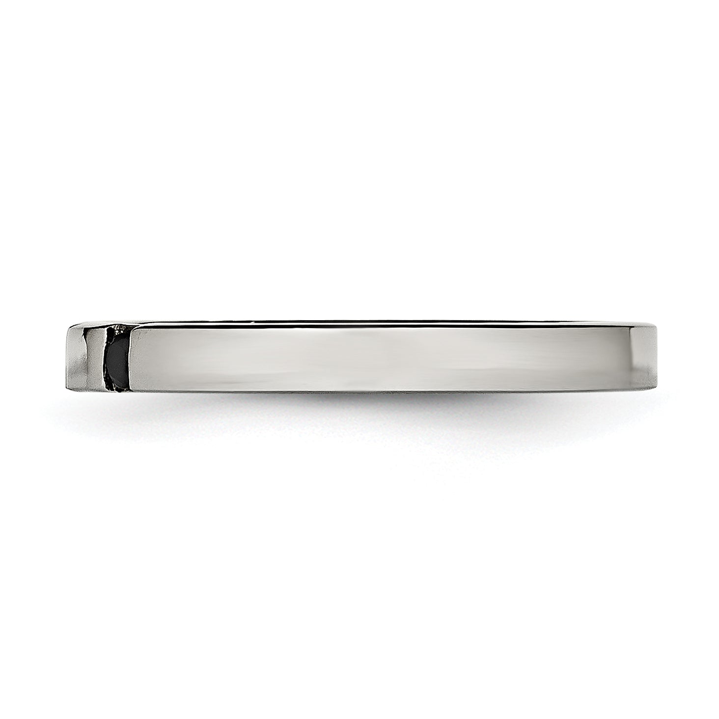 Chisel Stainless Steel Polished 3 Stone Black CZ 2.5mm Flat Band