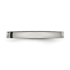 Chisel Stainless Steel Polished 3 Stone Black CZ 2.5mm Flat Band