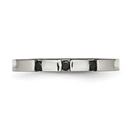 Chisel Stainless Steel Polished 3 Stone Black CZ 2.5mm Flat Band