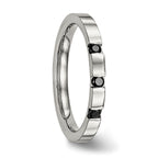 Chisel Stainless Steel Polished 3 Stone Black CZ 2.5mm Flat Band
