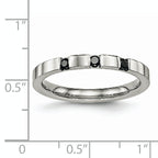 Chisel Stainless Steel Polished 3 Stone Black CZ 2.5mm Flat Band