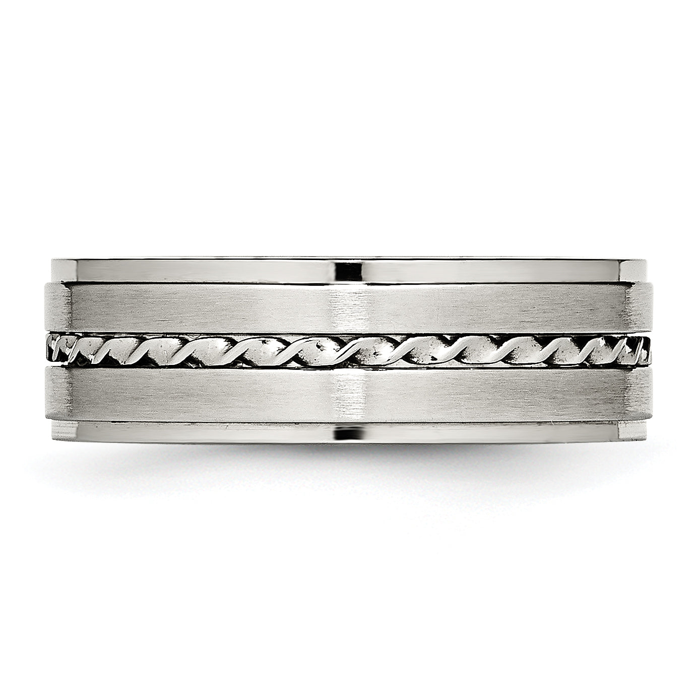 Stainless Steel Brushed and Polished Twisted 7mm Band