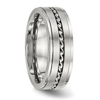 Stainless Steel Brushed and Polished Twisted 7mm Band