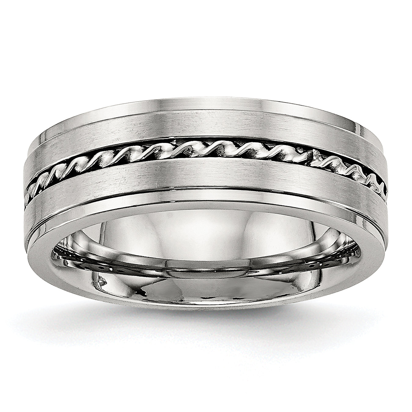 Stainless Steel Brushed and Polished Twisted 7mm Band Main image