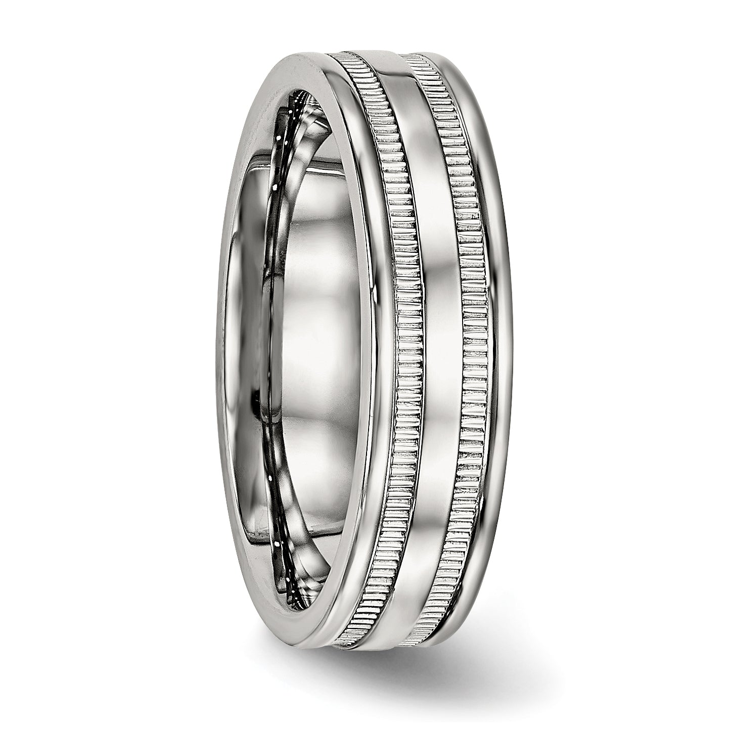 Grooved Wedding Band in Stainless Steel, 6mm Secondary image