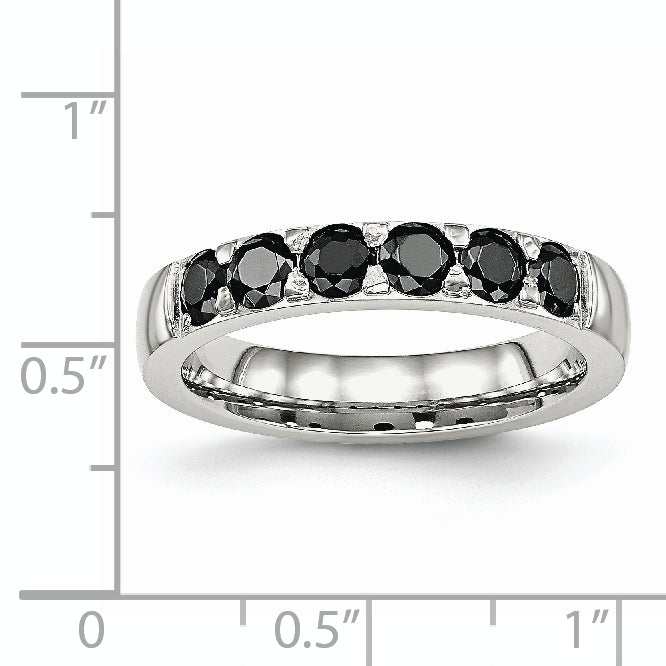 Chisel Stainless Steel Polished Black CZ 4mm Band