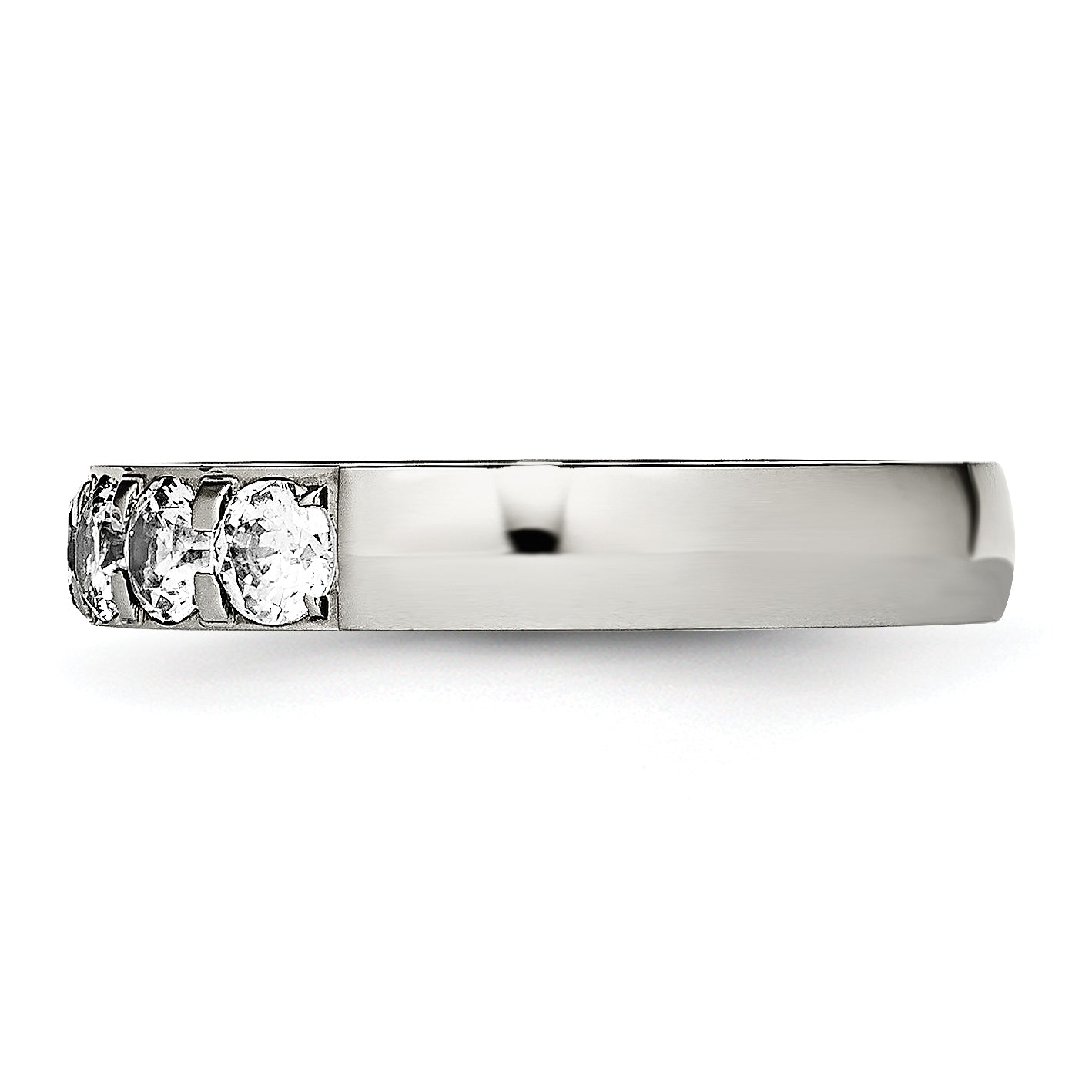 Chisel Stainless Steel Polished CZ 4mm Band Secondary image