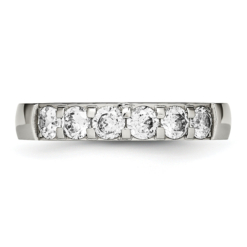 Chisel Stainless Steel Polished CZ 4mm Band