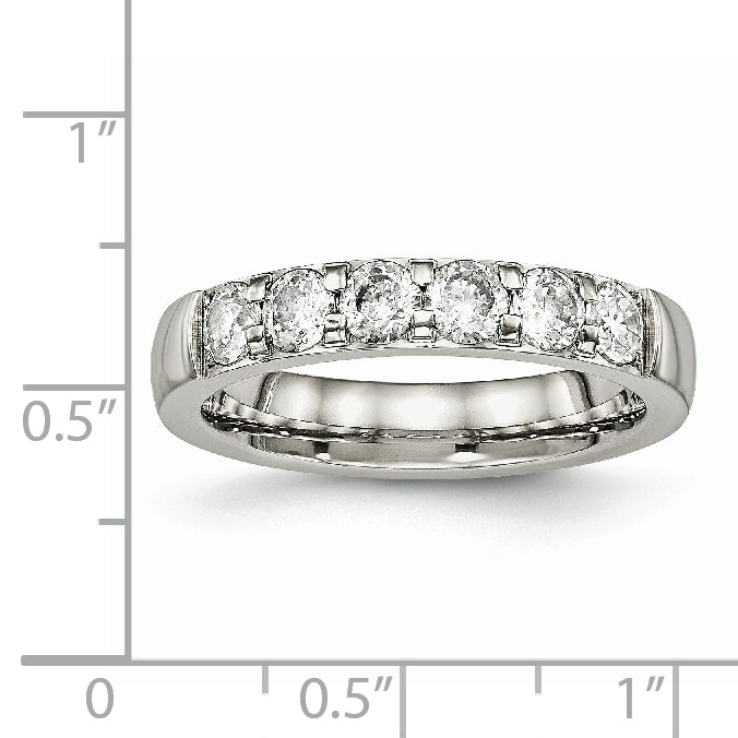 Chisel Stainless Steel Polished CZ 4mm Band