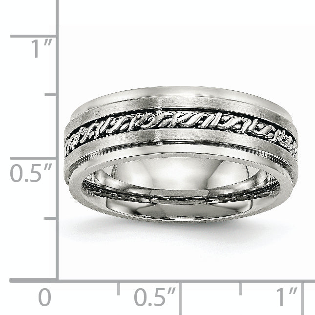 Chisel Stainless Steel Brushed and Polished Braided 7mm Band