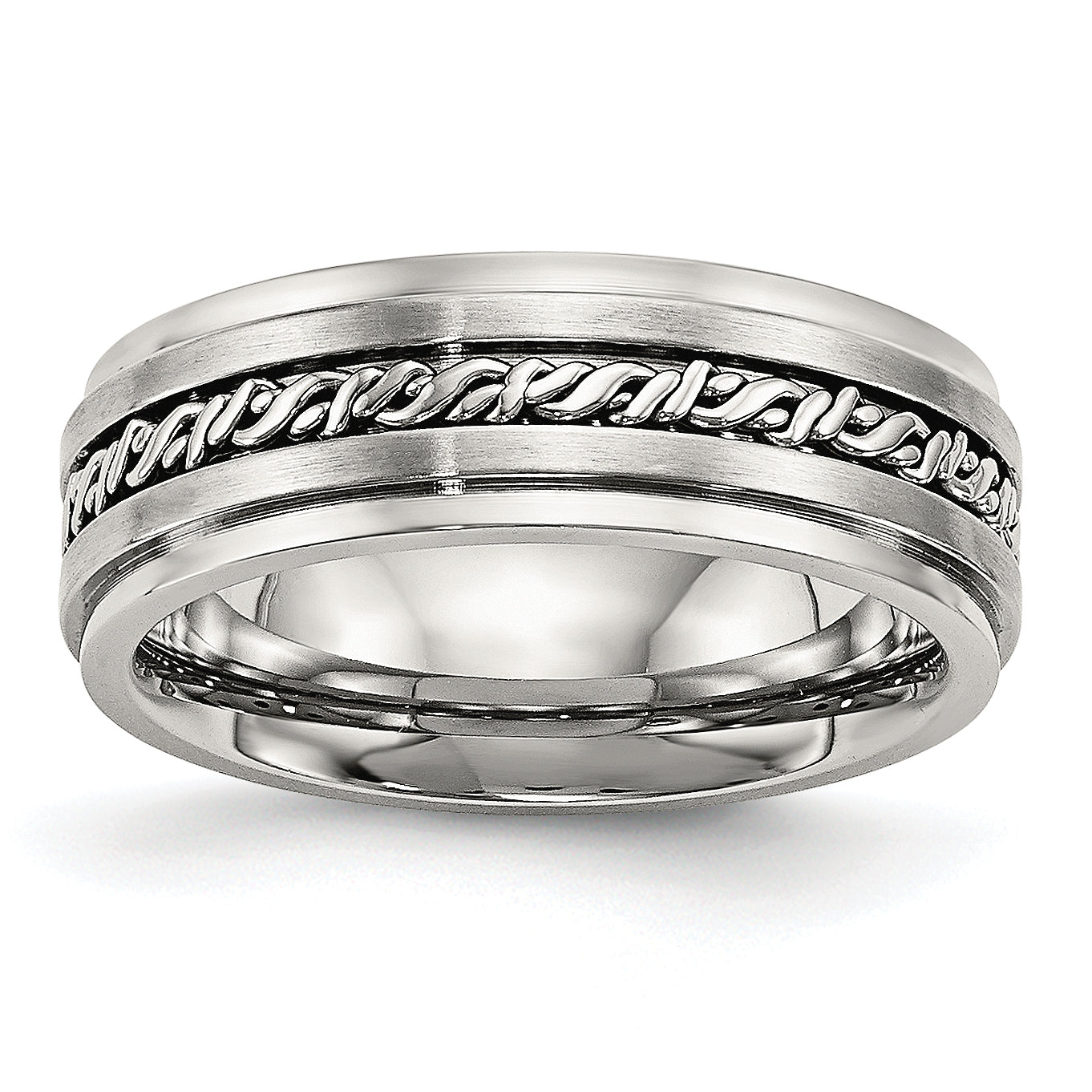 Chisel Stainless Steel Brushed and Polished Braided 7mm Band Main image