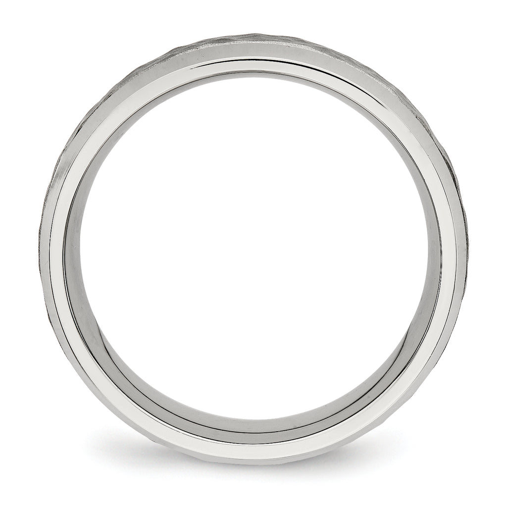 Chisel Stainless Steel Brushed Polished and Hammered 7.5mm Band