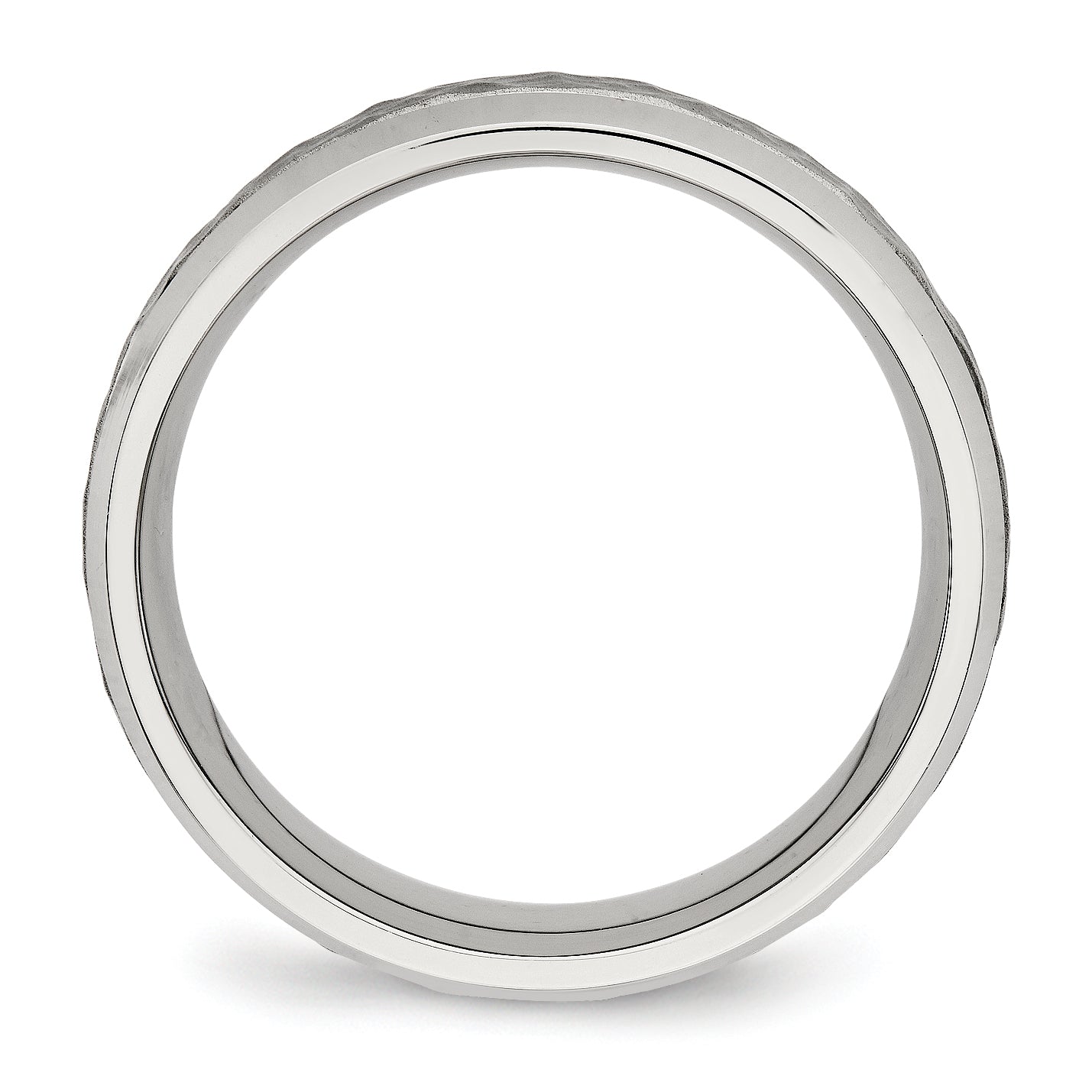 Chisel Stainless Steel Brushed Polished and Hammered 7.5mm Band