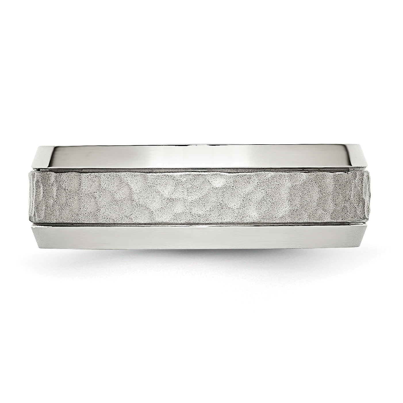 Chisel Stainless Steel Brushed Polished and Hammered 7.5mm Band