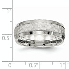 Chisel Stainless Steel Brushed Polished and Hammered 7.5mm Band