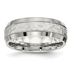 Chisel Stainless Steel Brushed Polished and Hammered 7.5mm Band