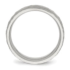 Stainless Steel Polished and Hammered 7.5mm Grooved Band