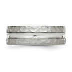 Stainless Steel Polished and Hammered 7.5mm Grooved Band