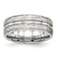 Stainless Steel Polished and Hammered 7.5mm Grooved Band