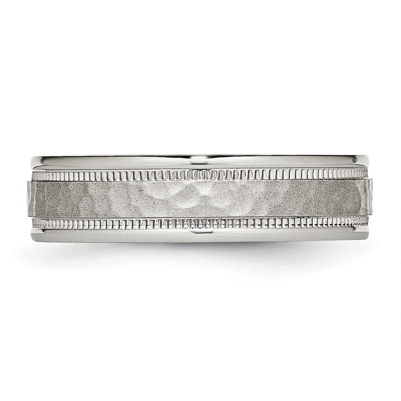 Chisel Stainless Steel Polished and Hammered 6mm Grooved Band Main image
