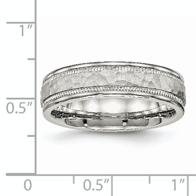 Chisel Stainless Steel Polished and Hammered 6mm Grooved Band