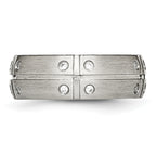 Stainless Steel Brushed and Grooved w/CZ 8mm Half Round Band
