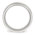 Chisel Stainless Steel Brushed and Hammered with Black CZ 7.5mm Band