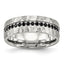 Chisel Stainless Steel Brushed and Hammered with Black CZ 7.5mm Band