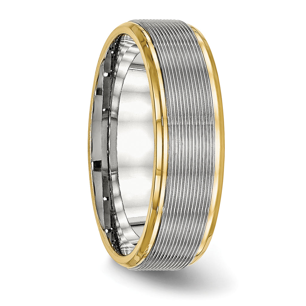 Chisel Stainless Steel Polished Yellow IP-plated 6mm Grooved Band