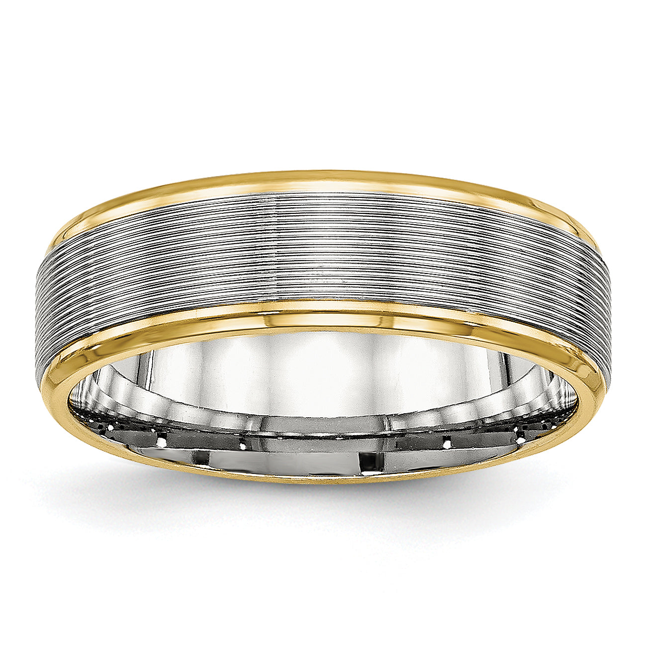 Chisel Stainless Steel Polished Yellow IP-plated 6mm Grooved Band Main image