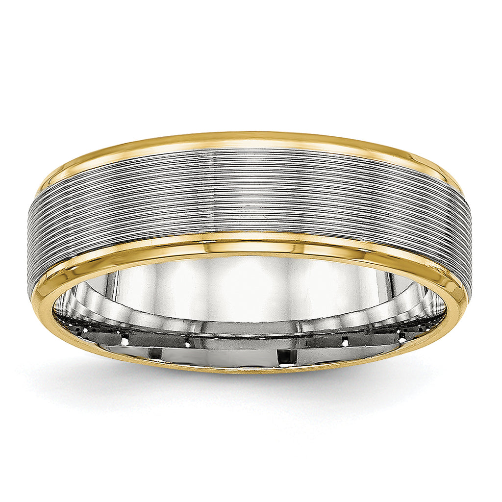 Chisel Stainless Steel Polished Yellow IP-plated 6mm Grooved Band